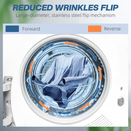 4kg Vented Tumble Dryer, 800W Compact Freestanding Front Tumble Dryer with 5 Drying Mode, Smart Sensor, Timer and Stainless Steel Tub, Wall-Mounted Portable Small Clothes Drying Machine, White