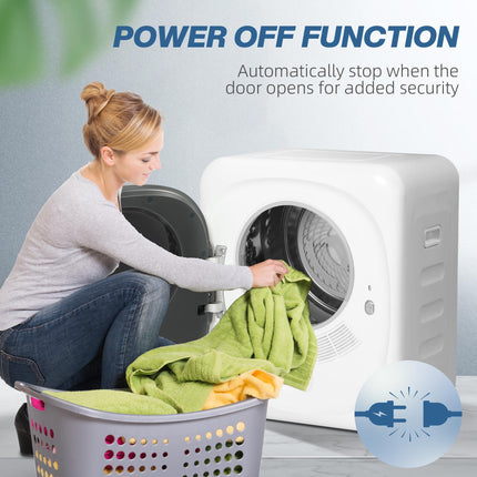 4kg Vented Tumble Dryer, 800W Compact Freestanding Front Tumble Dryer with 5 Drying Mode, Smart Sensor, Timer and Stainless Steel Tub, Wall-Mounted Portable Small Clothes Drying Machine, White