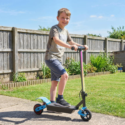Foldable Kids Electric Scooter with LCD Display, Dual Shock Absorption, Up to 15 KM/H, Max Range 6 KM for Age 6-14, Blue