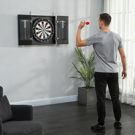 Bristle Dartboard with Cabinet, 6 Steel Tip Darts, Cabinet