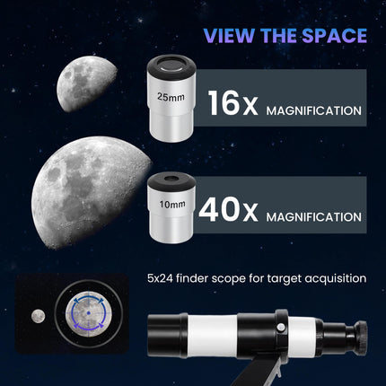 Astronomy Telescope for Adults and Beginners with 80 mm Aperture, Carry Bag, White
