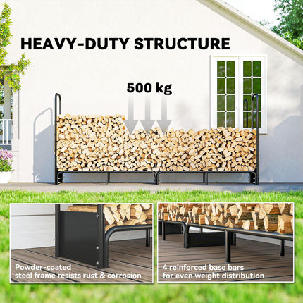 8.5ft Firewood Rack, Heavy Duty Log Storage Holder with Waterproof 600D Oxford L