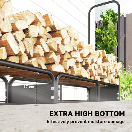 8.5ft Firewood Rack, Heavy Duty Log Storage Holder with Waterproof 600D Oxford L