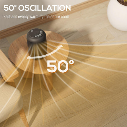 1500W Ceramic Electric Heater with Fan, Timer, Oscillation - Black