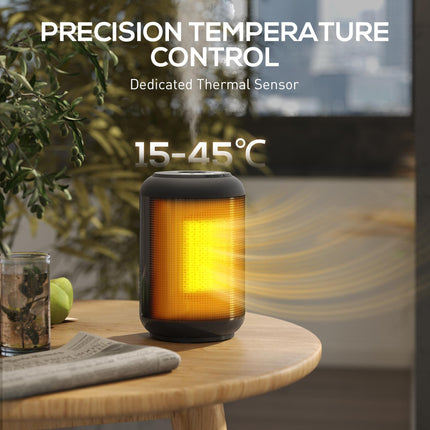 1500W Ceramic Electric Heater with Fan, Timer, Oscillation - Black