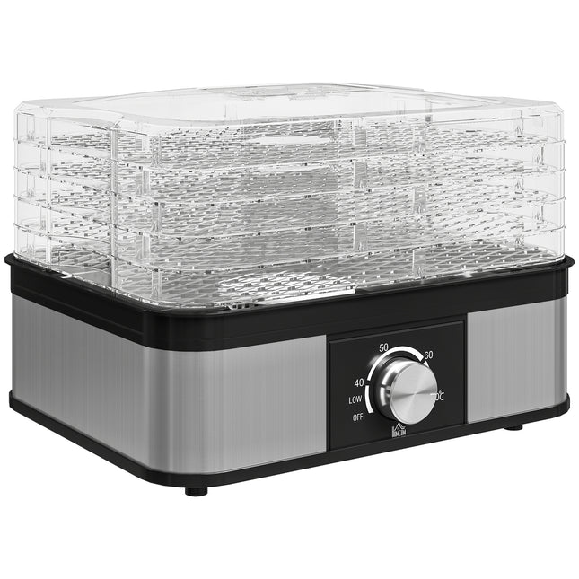 5 Tier Food Dehydrator, 245W Stainless Steel Food Dryer Machine with Adjustable Temperature for Drying Fruit, Meat, Vegetable, Jerky and Pet Treat, Black