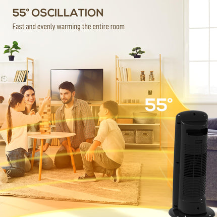 Ceramic Space Heater, 2000W Fan Electric Heater with 4 Modes, Adjustable Thermostat, 55° Oscillation, Tip-Over and Overheat Protection for Bedroom, Home Office, Black