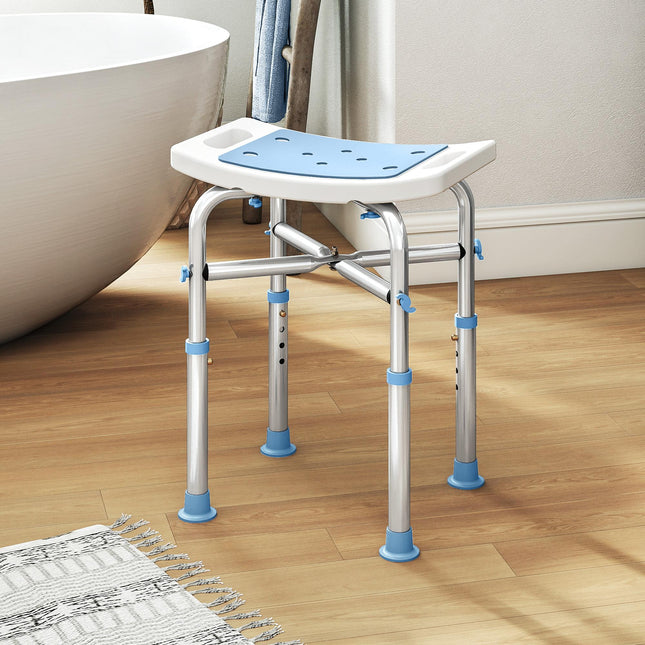 44-51.5cm Aluminium Frame Shower/Bath Stool - Light Blue