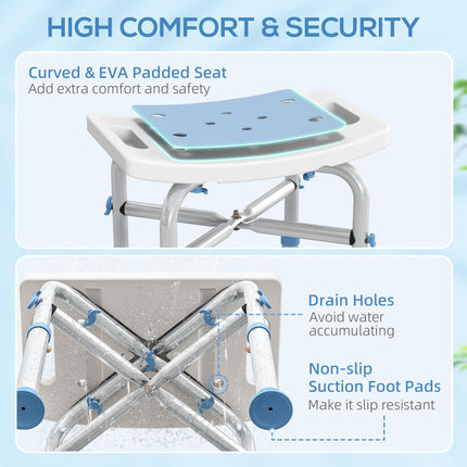 44-51.5cm Aluminium Frame Shower/Bath Stool - Light Blue