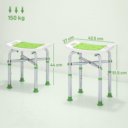 44-51.5cm Aluminium Frame Shower/Bath Stool - Green