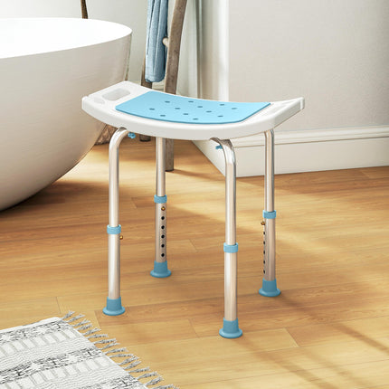 Shower Chair, Adjustable Height Shower Stool with Aluminium Frame and Non-Slip Feet, Bathtub Stool Seat with Padded Seat for Elderly Disabled Handicap, Turquoise