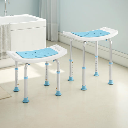 Shower Chair, Adjustable Height Shower Stool with Aluminium Frame and Non-Slip Feet, Bathtub Stool Seat with Padded Seat for Elderly Disabled Handicap, Turquoise
