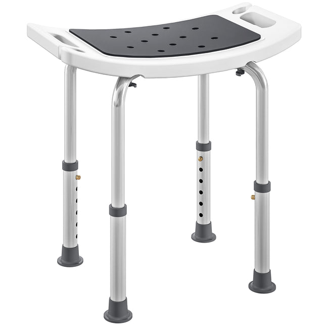 Shower Chair, Adjustable Height Shower Stool with Aluminium Frame and Non-Slip Feet, Bathtub Stool Seat with Padded Seat for Elderly Disabled Handicap, Grey