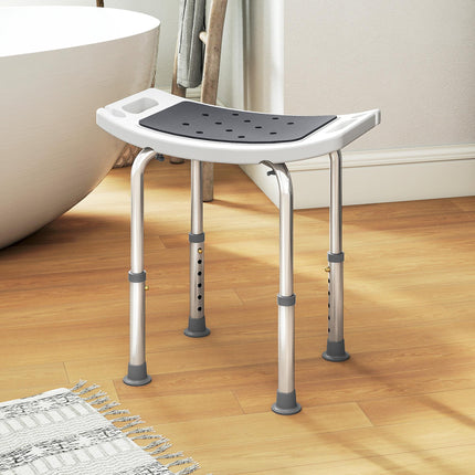 Shower Chair, Adjustable Height Shower Stool with Aluminium Frame and Non-Slip Feet, Bathtub Stool Seat with Padded Seat for Elderly Disabled Handicap, Grey