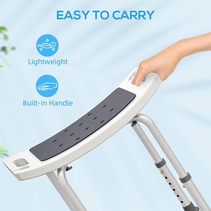Shower Chair, Adjustable Height Shower Stool with Aluminium Frame and Non-Slip Feet, Bathtub Stool Seat with Padded Seat for Elderly Disabled Handicap, Grey