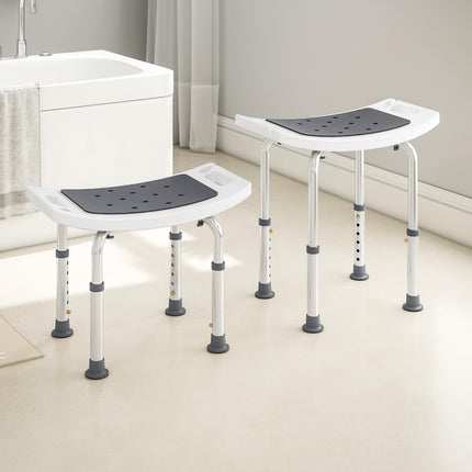 Shower Chair, Adjustable Height Shower Stool with Aluminium Frame and Non-Slip Feet, Bathtub Stool Seat with Padded Seat for Elderly Disabled Handicap, Grey