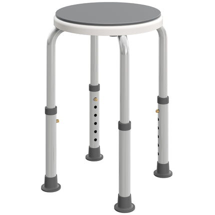 360° Swivel Shower Chair, Height Adjustable Aluminium Shower Stool with Non-Slip Feet for Disabled, Elderly, Grey