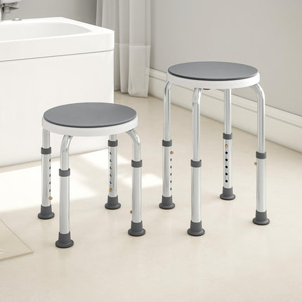 360° Swivel Shower Chair, Height Adjustable Aluminium Shower Stool with Non-Slip Feet for Disabled, Elderly, Grey