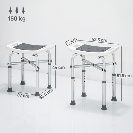 44-51.5cm Aluminium Frame Shower/Bath Stool - Grey