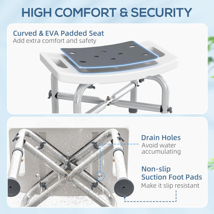 44-51.5cm Aluminium Frame Shower/Bath Stool - Grey