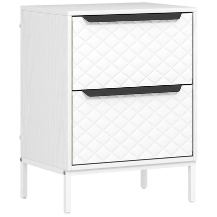 Chest of Drawers, Dresser with 2 Fabric Drawers and Aluminium Handles - White