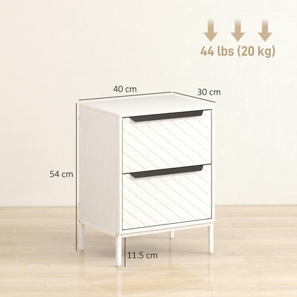 Chest of Drawers, Dresser with 2 Fabric Drawers and Aluminium Handles - White