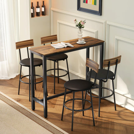 Rectangular Bar Table, Wood Effect Pub Coffee Table for Small Space, Breakfast D