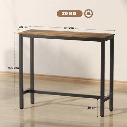 Rectangular Bar Table, Wood Effect Pub Coffee Table for Small Space, Breakfast D