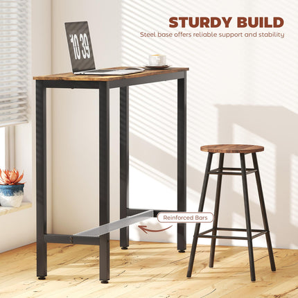 Rectangular Bar Table, Wood Effect Pub Coffee Table for Small Space, Breakfast D