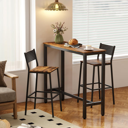 Rectangular Bar Table, Wood Effect Pub Coffee Table for Small Space, Breakfast D