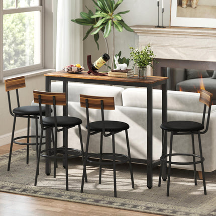 Rectangular Bar Table, Wood Effect Pub Coffee Table for Small Space, Breakfast D