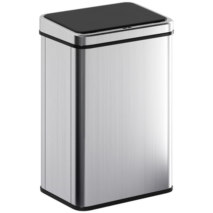 50L Sensor Bin with Soft-Close Lid, Stainless Steel Automatic Touchless Motion Sensor Kitchen Bin, Silver Tone