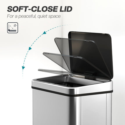 50L Sensor Bin with Quiet Soft-Close Lid, Automatic Touchless Motion Sensor Kitc
