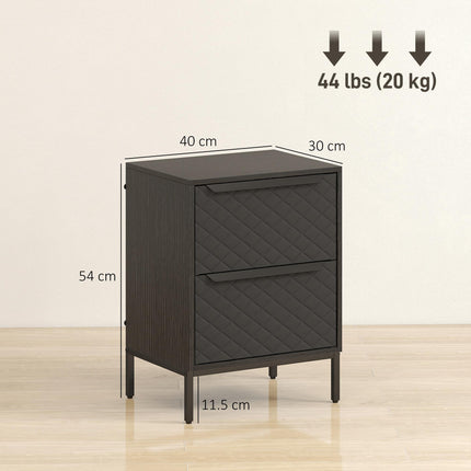 Chest of Drawers, Dresser with 2 Fabric Drawers and Aluminium Handles - Black