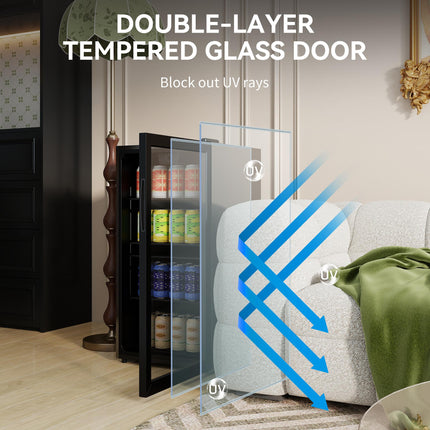 93L Drinks Fridge, 115 Can Freestanding Beer Fridge with Glass Door, Adjustable