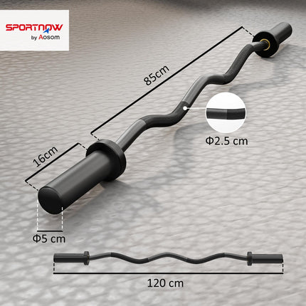 4ft Olympic EZ Curl Bar, Barbell Bar for 2" Weight Plates with Non-Slip Hand Gri