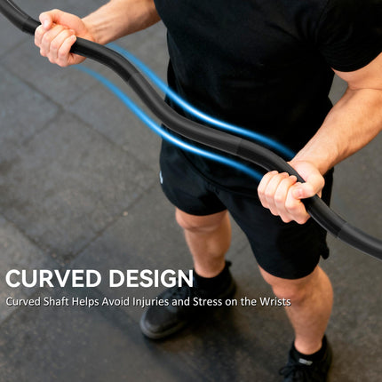 4ft Olympic EZ Curl Bar, Barbell Bar for 2" Weight Plates with Non-Slip Hand Gri