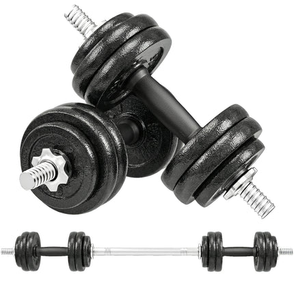 2-in-1 Adjustable Dumbbells Set, 30kg Cast Iron Weights Dumbbells Set with Non-Slip Grip for Strength Training, Weight Lifting, Bodybuilding, Home Gym Workout Equipment for Men & Women