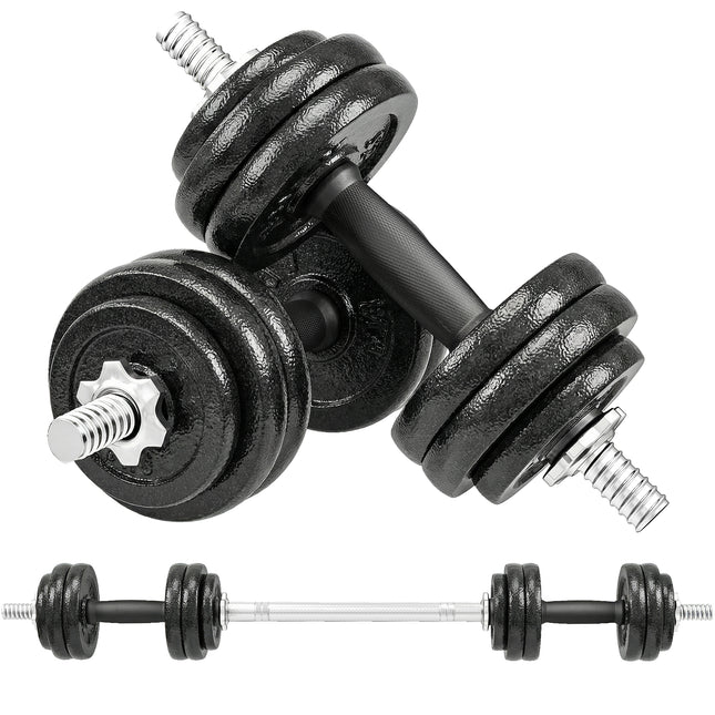 2-in-1 Adjustable Dumbbells Set, 30kg Cast Iron Weights Dumbbells Set with Non-Slip Grip for Strength Training, Weight Lifting, Bodybuilding, Home Gym Workout Equipment for Men & Women