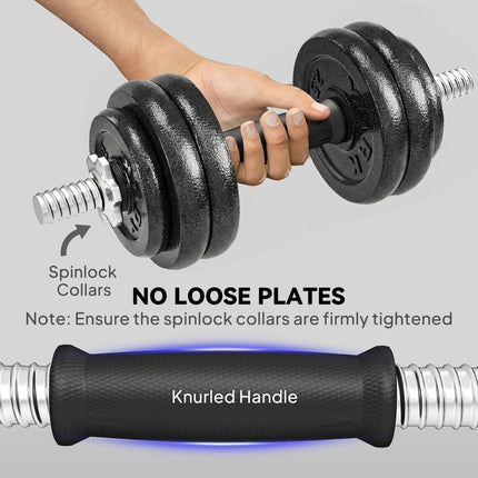 2-in-1 Adjustable Dumbbells Set, 30kg Cast Iron Weights Dumbbells Set with Non-Slip Grip for Strength Training, Weight Lifting, Bodybuilding, Home Gym Workout Equipment for Men & Women