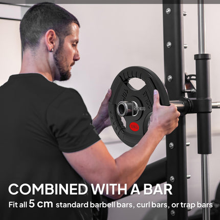 Olympic Weight Plates, 2"/5cm Weight Disc Pair with Tri-Grips, 2 x 10kg Dumbbell Plates for Weightlifting and Strength Training Home Gym Fitness Workout, Black