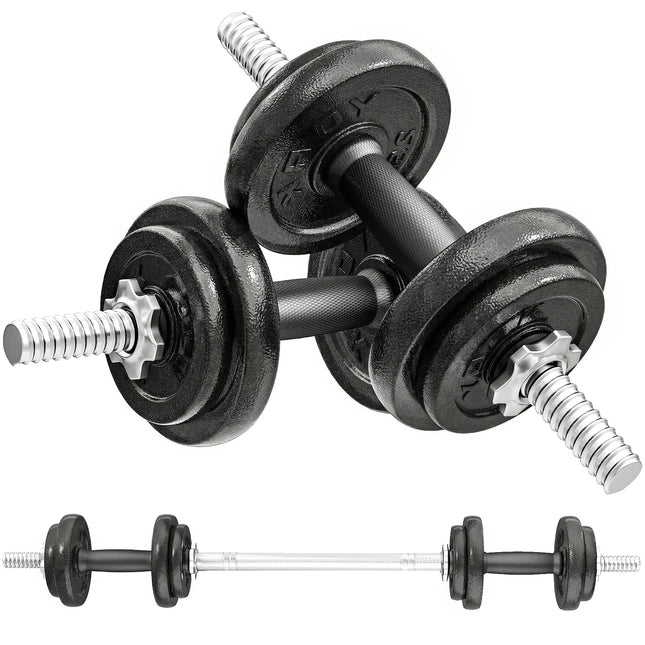 2-in-1 Adjustable Dumbbells Set, 20kg Cast Iron Weights Dumbbells Set with Non-Slip Grip for Strength Training, Weight Lifting, Bodybuilding, Home Gym Workout Equipment for Men & Women