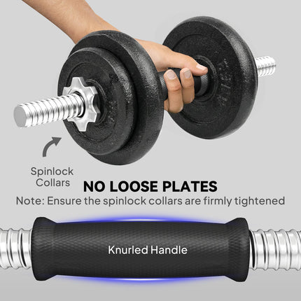 2-in-1 Adjustable Dumbbells Set, 20kg Cast Iron Weights Dumbbells Set with Non-Slip Grip for Strength Training, Weight Lifting, Bodybuilding, Home Gym Workout Equipment for Men & Women