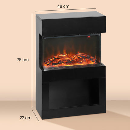 19" Electric Fireplace with Surround, 3D Flame Effect, 6 Colours & 3 Brightness