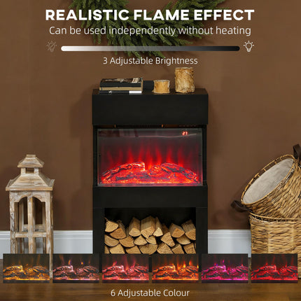 19" Electric Fireplace with Surround, 3D Flame Effect, 6 Colours & 3 Brightness