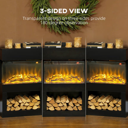 19" Electric Fireplace with Surround, 3D Flame Effect, 6 Colours & 3 Brightness