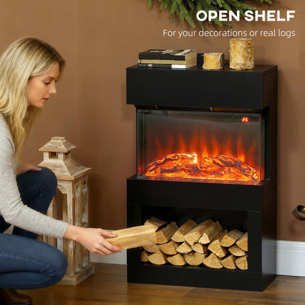19" Electric Fireplace with Surround, 3D Flame Effect, 6 Colours & 3 Brightness