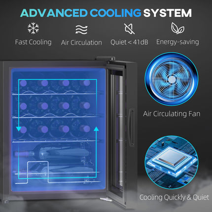 42L 16-Bottle Wine Cooler Fridge - Black