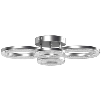 LED Ceiling Light, Modern Dimmable 4 Rings Ceiling Lamp with Wall Switch, 40W 4350lm Flush Mount Ceiling Light with 3500K/4500K/6000K Colour Temperatures for Living Room, Bedroom, Silver Tone