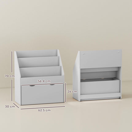 Bookcase for Kids with Shelves, Drawer, Bookcase for Bedroom, Playroom, Grey
